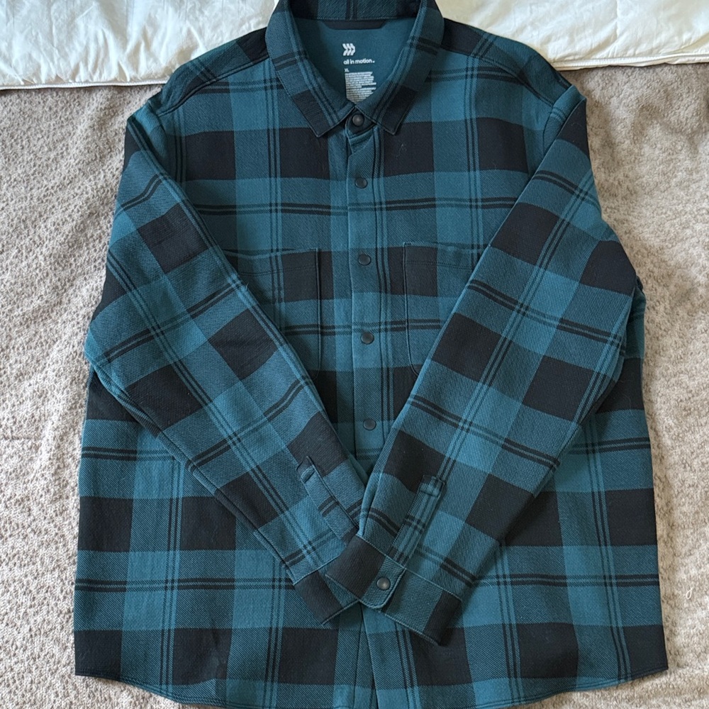All in Motion Teal and Black Checkered Shirt